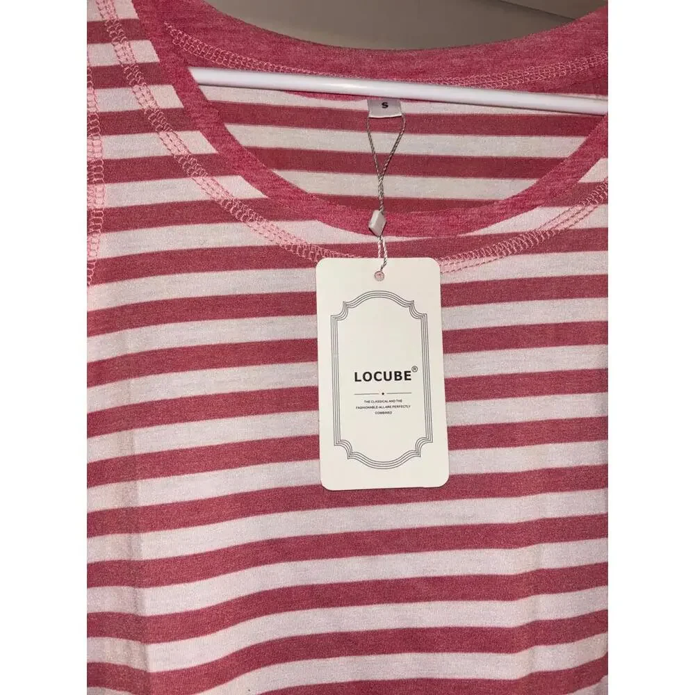 🌸 NWT LOCUBE Striped Tank Top – Pink & White 🌸 - Picture 2 of 4